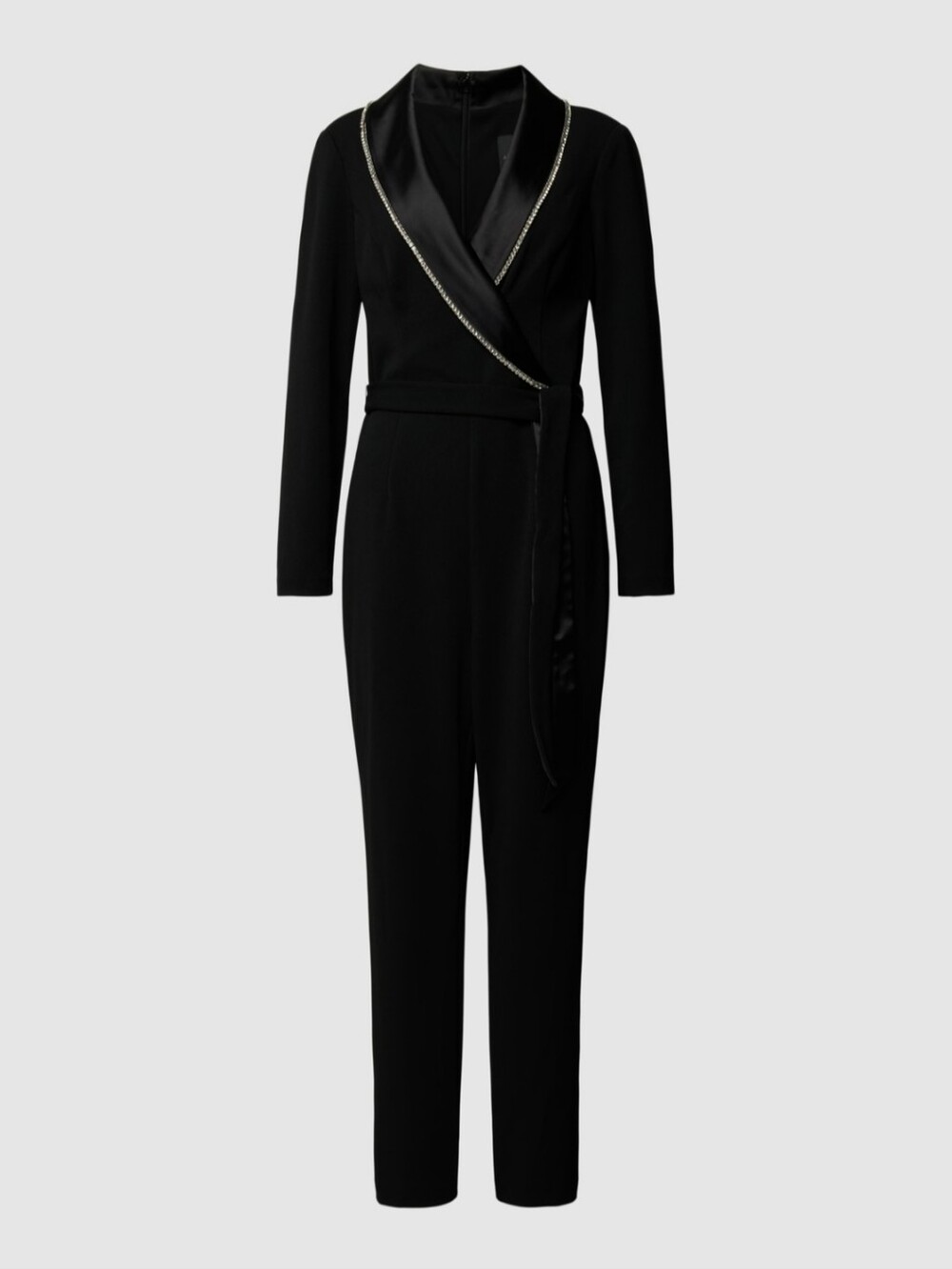 Adrianna Papell Women's Black Crystal Embellished Tuxedo Jumpsuit Size 14 - Picture 3 of 13